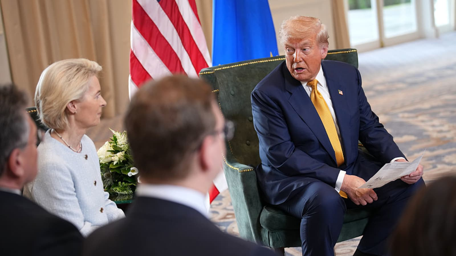 Trump Threatens EU With ‘Substantial Tariffs,’ Accuses Bloc of ‘Robbing’ U.S. Tech Giants